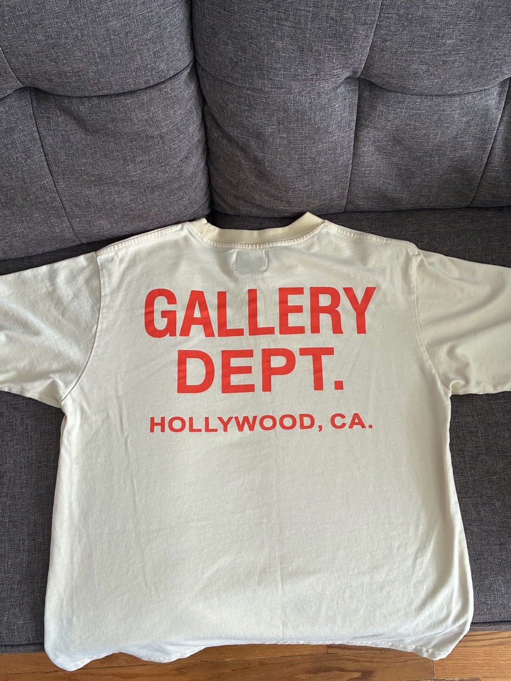 Gallery Dept Cream Short Sleeve Tee with Red Back Print